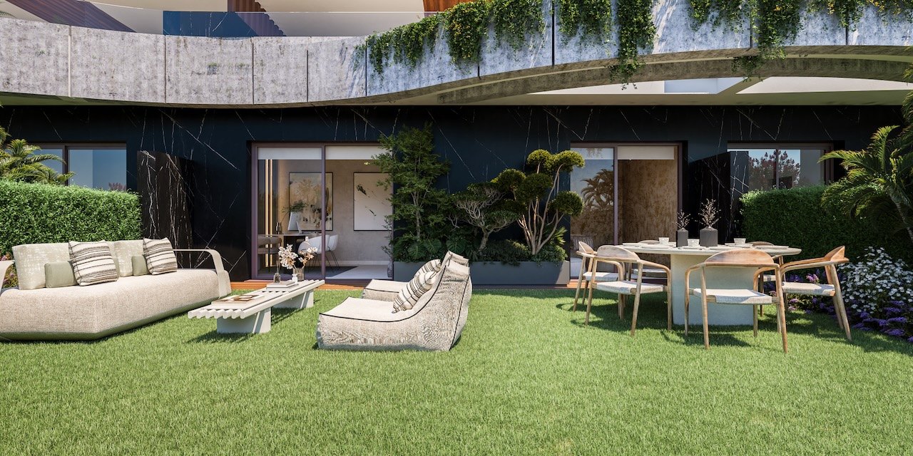 exklusivt bostadsprojekt i Elviria bestående av takvåningar med solarium och villor med privat trädgård