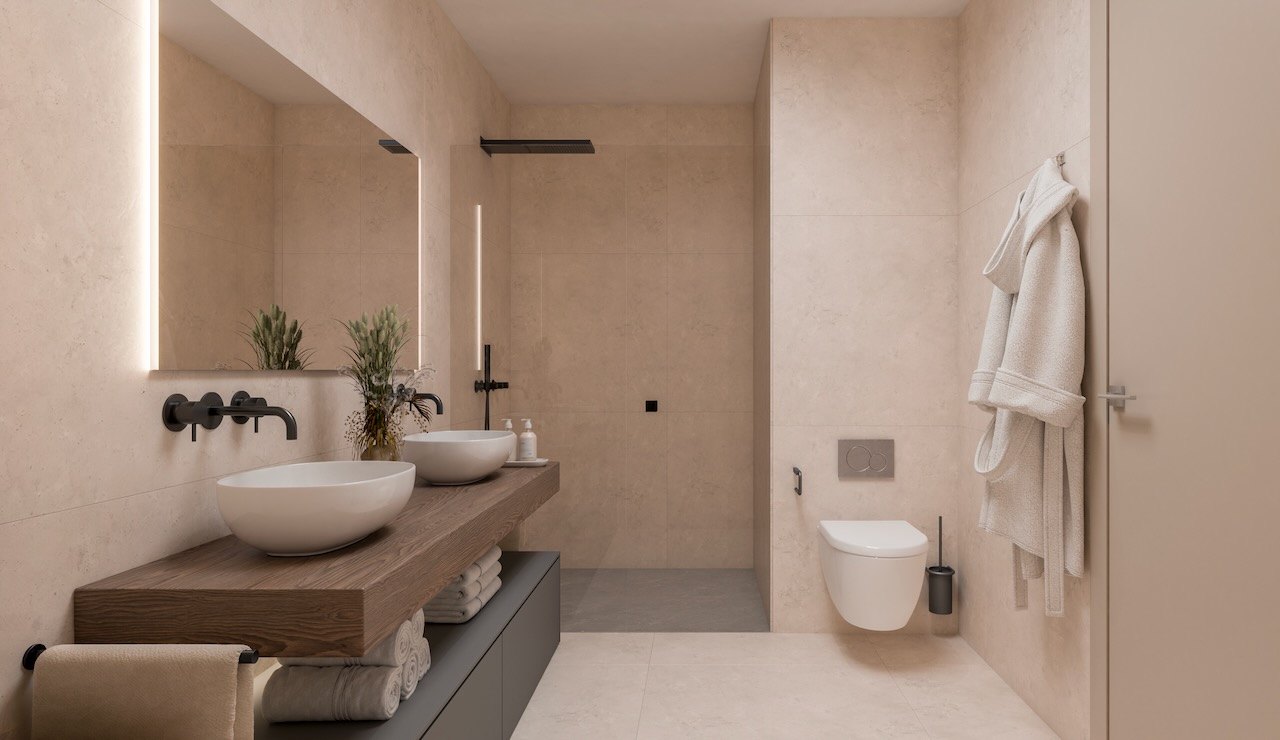 exklusivt bostadsprojekt i Elviria bestående av takvåningar med solarium och villor med privat trädgård