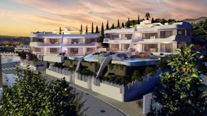 Magiskt, exklusivt och modernt komplex med havsutsikt och privat pool i Marbella