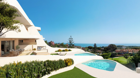Magiskt, exklusivt och modernt komplex med havsutsikt och privat pool i Marbella